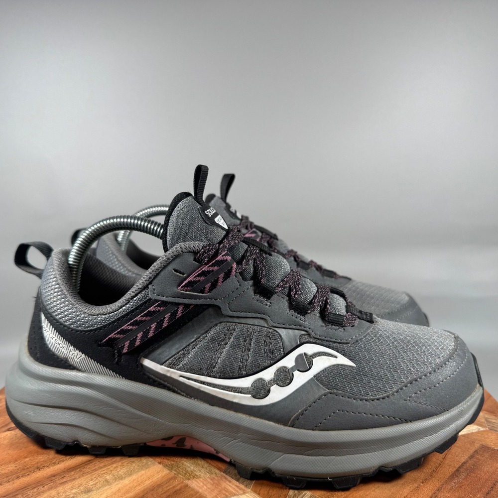 Saucony Excursion TR17 Womens 9.5 W Grey Black Pink Trail Running Shoes